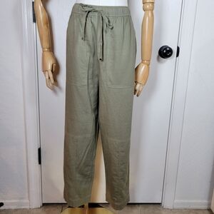 Zara Linen Blend Green Pants Size Medium